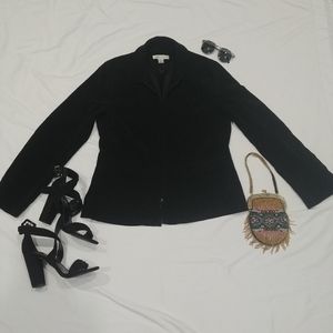 Vintage Black Suede like full zip up Blazer Jacket Casual Corner